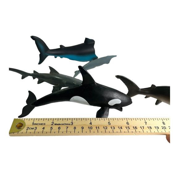 Lot of 8 Sharks Whales Dolphins PVC Figures Toys Sea Animals Cake Topper Ocean - Picture 10 of 11